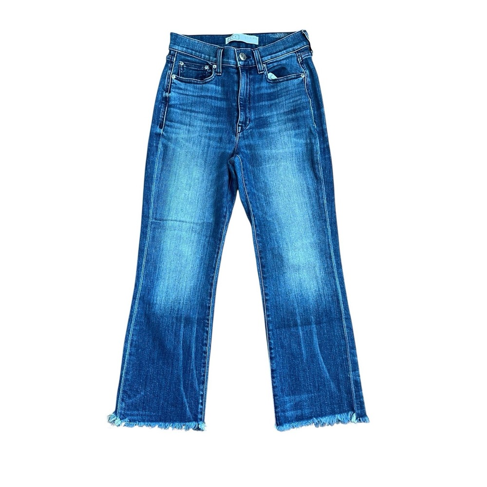 AYR The Bomb Pop Frayed Hem Straight‎ Leg Jeans Crop High Rise Women's Size 27